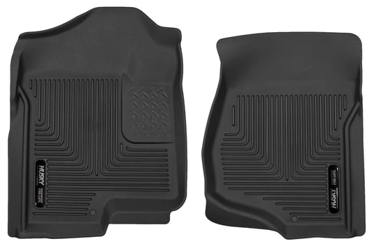 Husky Liners X-act Contour Floor Liners, Front, Black, Extended/Crew Cab, Without Floor Shifter (Silverado/Sierra) - 2007-2013 Silverado/Sierra 1500/Avalanche, 2007-2014 Silverado/Sierra HD, 2007-2014 Tahoe/Suburban/Yukon/Escalade