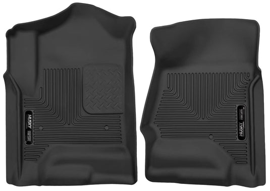 Husky Liners X-act Contour Floor Liners, Front, Black, Extended/Crew Cab, Without Floor Shifter (Silverado/Sierra) - 2014-2018 Silverado/Sierra 1500, 2019 1500 LD/Limited, 2015-2019 Silverado/Sierra HD, 2015-2020 Tahoe/Suburban/Yukon/Escalade
