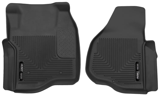 Husky Liners X-act Contour Floor Liners, Front, Black, Extended/Crew Cab, Without 4x4 Floor Shifter or Drivers Side Foot Rest - 2011-2016 Ford F-250 Super Duty/F-350 Super Duty