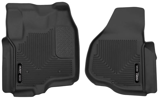 Husky Liners X-act Contour Floor Liners, Front, Black, Extended/Crew Cab, Without 4x4 Floor Shifter, With Drivers Side Foot Rest - 2012-2016 Ford F-250 Super Duty/F-350 Super Duty