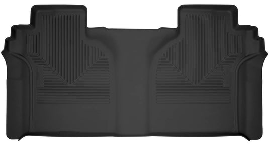 Husky Liners X-act Contour Floor Liner, Rear, Black, Crew Cab, With Pseudo Storage Box - 2019-2026 Silverado/Sierra 1500, 2020-2026 Silverado/Sierra 2500 HD/3500 HD