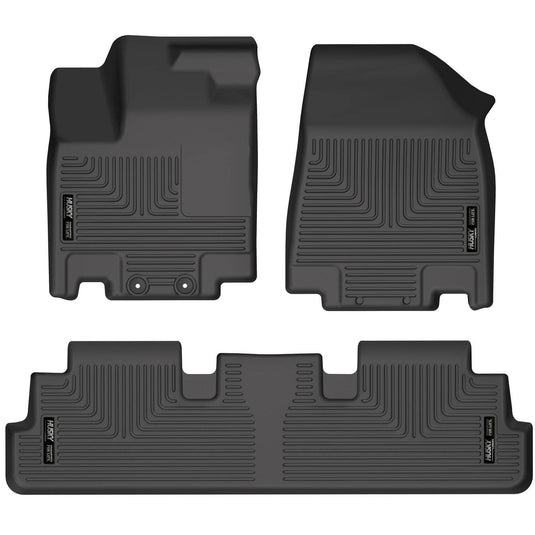 Husky Liners WeatherBeater Floor Liners, Front & 2nd Row, Black, 6 Passenger or 7 Passenger or 8 Passenger - 2022-2026 Infiniti QX60, Nissan Pathfinder