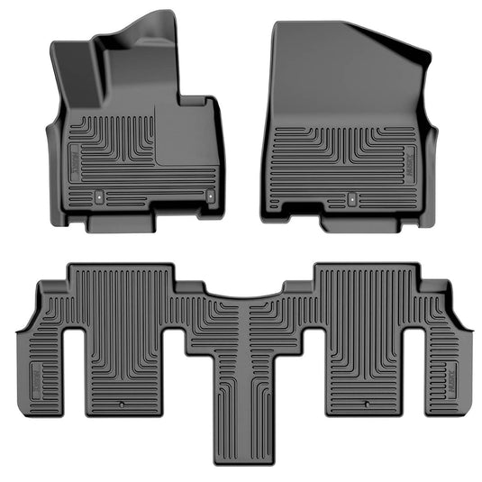 Husky Liners WeatherBeater Floor Liners, Front & 2nd Row, Black, 7 Passenger - 2022-2026 Kia Carnival