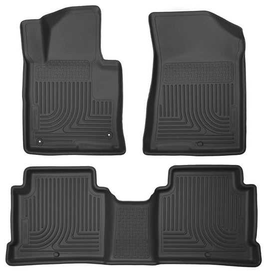 Husky Liners WeatherBeater Floor Liners, Front & 2nd Row, Black - 2015-2019 Hyundai Sonata, 2016-2020 Kia Optima