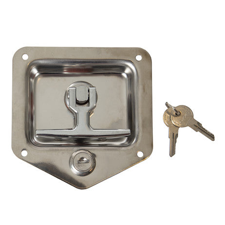 Stainless Triple Point T-Handle Latch with Mounting Holes and Rods