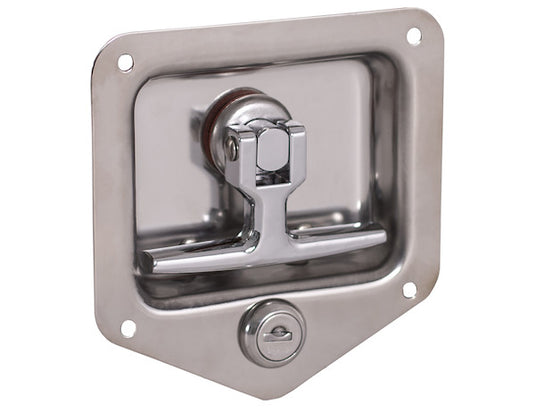 Stainless Triple Point T-Handle Latch with Mounting Holes and Rods