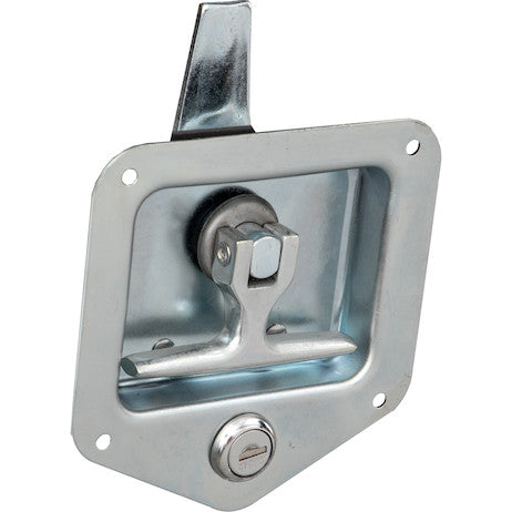 Stainless Single Point T-Handle Latch with Mounting Holes - Zinc Plated