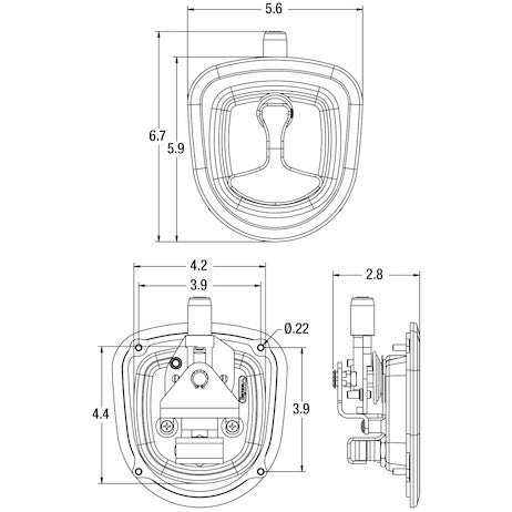 Load image into Gallery viewer, Die Cast Triple Point T-Handle Latch with Blind Studs/Gasket/Cylinder with Keys
