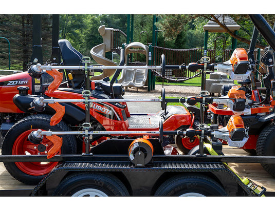 3-Position Channel Style Lockable Trimmer Rack for Open Landscape Trailers
