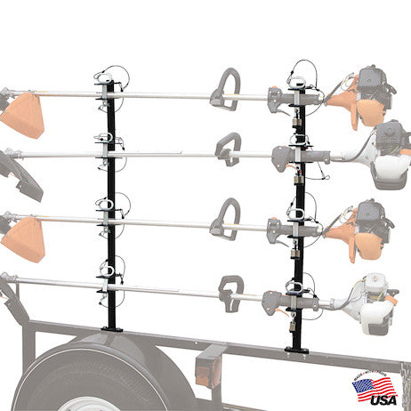 Load image into Gallery viewer, 4-Position Channel Style Lockable Trimmer Rack for Open Landscape Trailers
