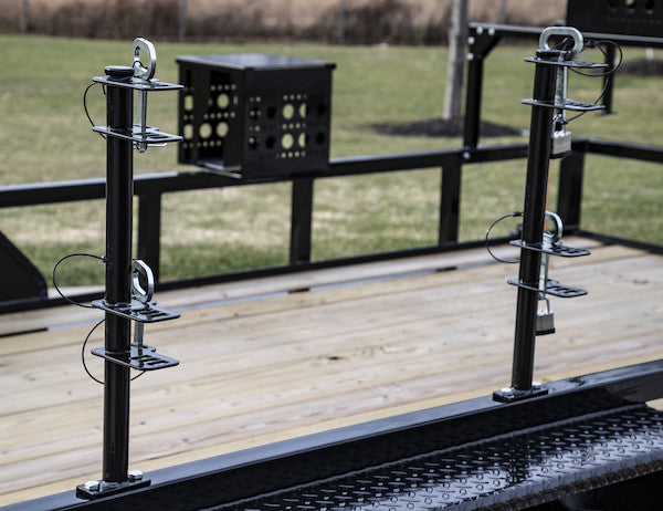 Load image into Gallery viewer, 4-Position Channel Style Lockable Trimmer Rack for Open Landscape Trailers
