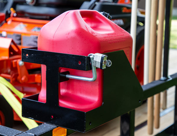 Load image into Gallery viewer, Locking Gas Container Rack for Open/Enclosed Landscape Trailers
