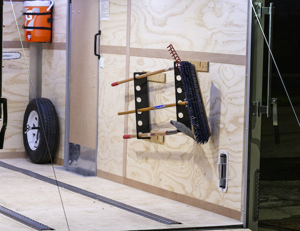 Load image into Gallery viewer, Horizontal Hand Tool Rack for Enclosed Landscape Trailers
