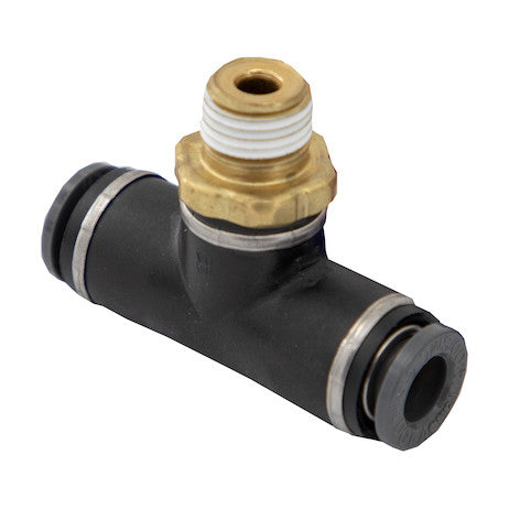 Brass/Poly DOT Push-In Swivel Male Branch Tee 1/4 Inch Tube OD x 1/8 Pipe Thread