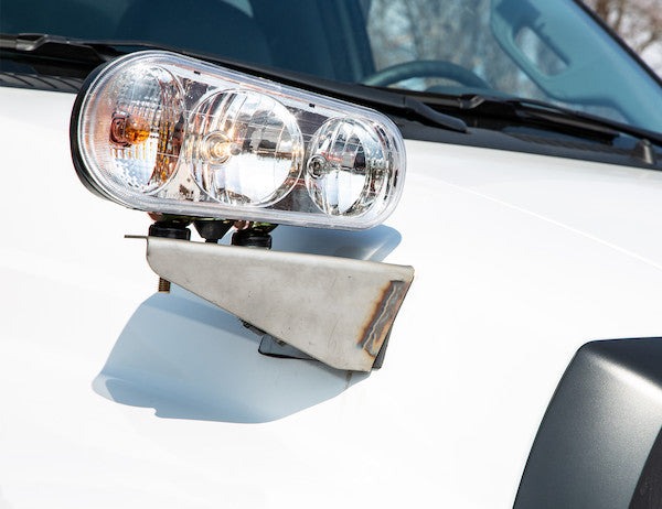 Load image into Gallery viewer, Extended Stainless Steel Truck Hood Light Brackets For Use With Dual Stud Plow Lights
