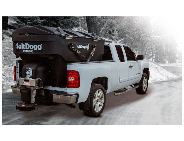 Load image into Gallery viewer, SALTDOGG® PRO ELECTRIC POLY HOPPER SPREADER WITH PINTLE CHAIN CONVEYOR
