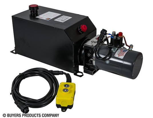 Buyers 3-Way DC Power Unit-Electric Controls Horizontal 3 Gallon Steel Reservoir