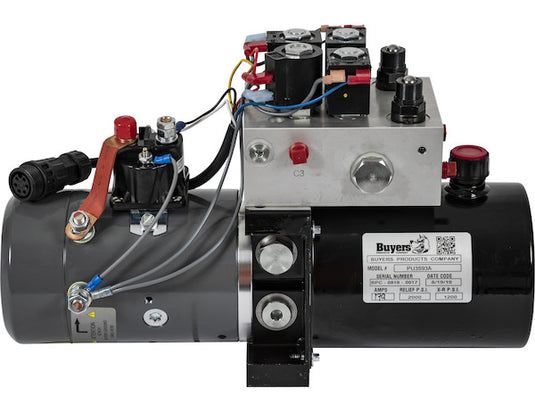 Buyers 4-Way/3-Way DC Power Unit-Electric Controls Horizontal 0.32 Gallon Reservoir