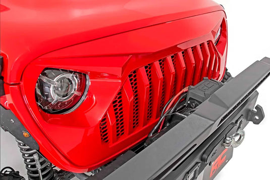 Rough Country Replacement Grille, Angry Eyes - 2018-2026 Jeep Wrangler Rubicon X/Unlimited High Tide/Willys/Willys Sport/more/Gladiator Rubicon/Mojave