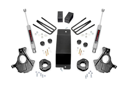 Rough Country 3.5 Inch Lift Kit, Cast Steel LCA, N3 Rear Shocks - 2014-2018 Chevrolet Silverado 1500 & GMC Sierra 1500