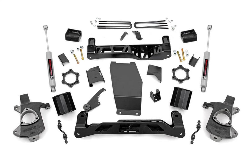 Load image into Gallery viewer, Rough Country 5 Inch Lift Kit, Alum/Stamp Steel, N3 Rear Shocks - 2014-2018 Chevrolet Silverado 1500 &amp; GMC Sierra 1500 (#22431)
