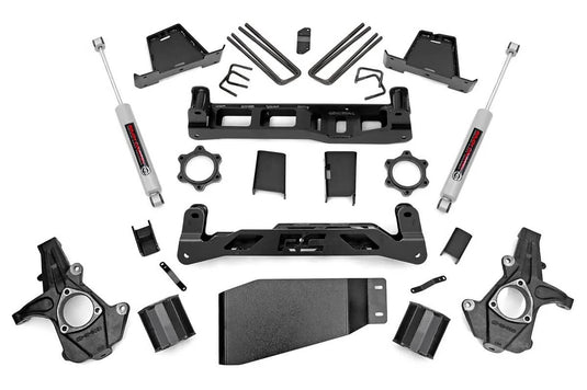 Rough Country 6 Inch Lift Kit, N3 Rear Shocks - 2007-2013 Chevrolet Silverado 1500 & GMC Sierra 1500 Denali/1500