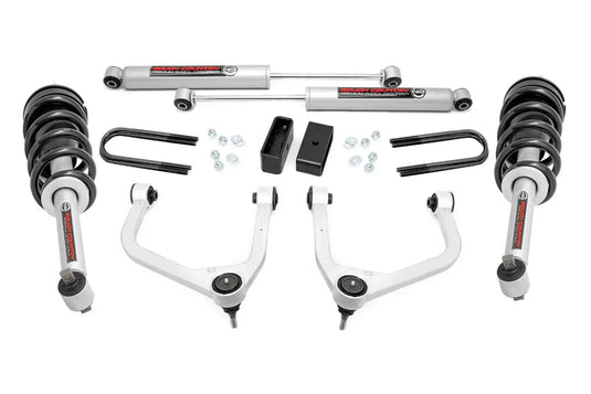 Rough Country 3.5 Inch Lift Kit, N3 Struts, Rear Mono Leaf - 2019-2024 Chevrolet Silverado 1500