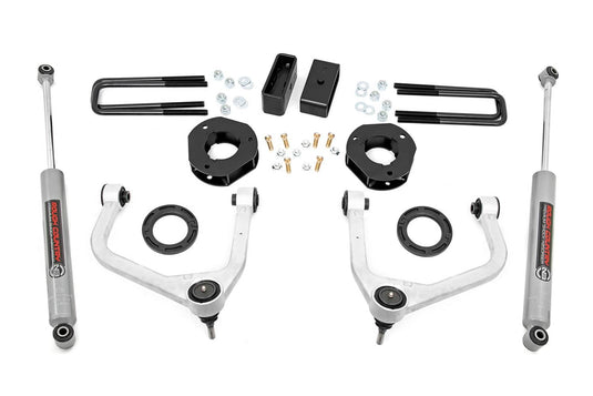 Rough Country 3.5 Inch Lift Kit, N3 Rear Shocks, Multi-Leaf - 2019-2024 Chevrolet Silverado 1500