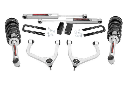 Rough Country 3.5 Inch Lift Kit, N3 Struts, Multi-Leaf - 2019-2024 Chevrolet Silverado 1500