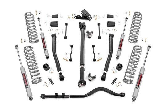 Rough Country 3.5 Inch Lift Kit, Adj Lower, FR D/S, 2-Door - 2018-2023 Jeep Wrangler