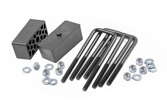 Rough Country 2 Inch Block & U-Bolt Kit - 1999-2024 Chevrolet Silverado 1500 & GMC Sierra 1500