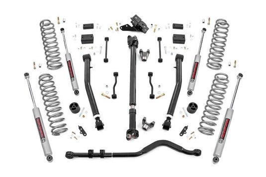 Rough Country 3.5 Inch Lift Kit, Adj Lower, FR D/S, Premium N3 - 2019-2023 Jeep Wrangler Willys Sport/Willys/Rubicon/Unlimited High Tide/more