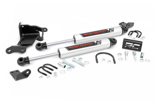 Rough Country V2 Steering Stabilizer, Dual, 2.5-8 Inch Lift - 2018-2025 Jeep Gladiator/Wrangler