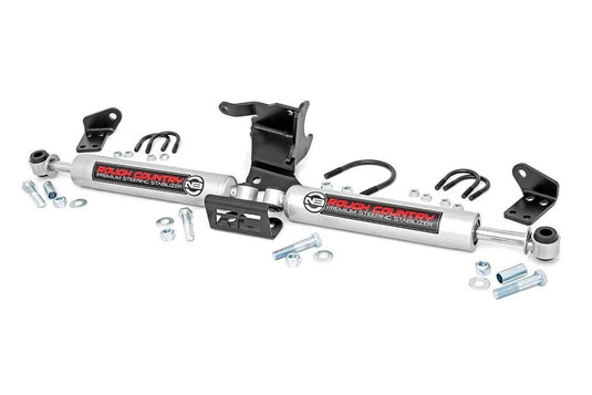 Rough Country N3 Steering Stabilizer, Dual, 2.5-8 Inch Lift - 2018-2025 Jeep Gladiator/Wrangler