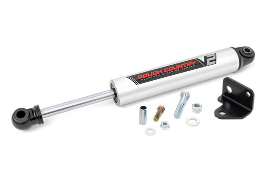Rough Country V2 Steering Stabilizer, Relocation Bracket - 2007-2018 Jeep Wrangler JK