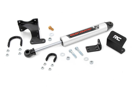 Rough Country V2 Steering Stabilizer, Axle Bracket, 2-8 Inch Lift - 2007-2018 Jeep Wrangler JK