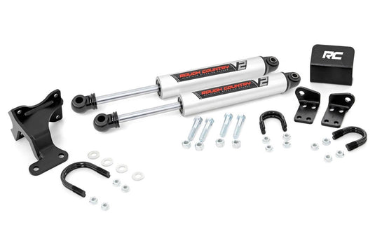 Rough Country V2 Steering Stabilizer, Dual, 2-8 Inch Lift - 2007-2018 Jeep Wrangler JK