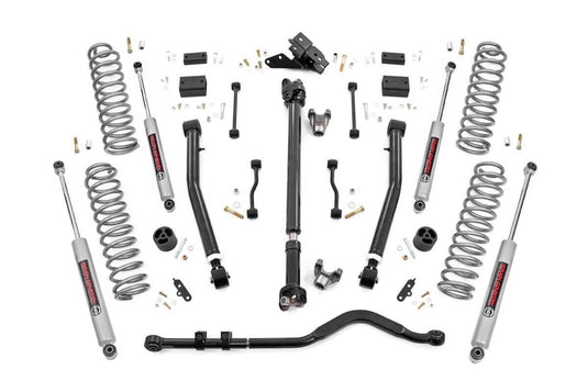 Rough Country 3.5 Inch Lift Kit, Adj LCA, FR D/S, Premium N3 - 2019-2025 Jeep Wrangler Rubicon X/Rubicon/Willys Sport/Willys