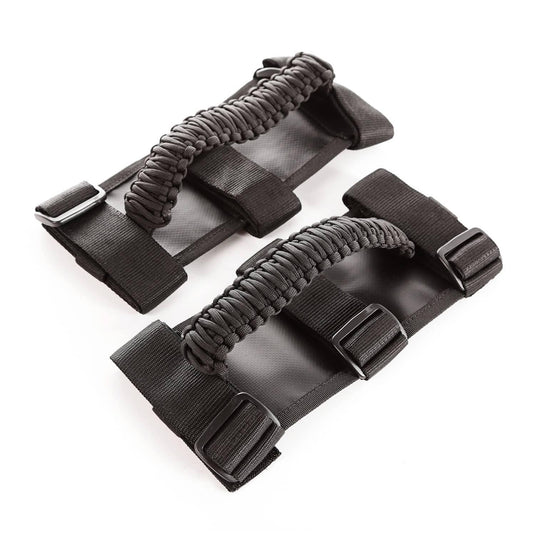 Rugged Ridge Paracord Grab Handles Black/Black - Pair — 1976-2017 Jeep - RGG-13505.30 - Absolute Autoguard