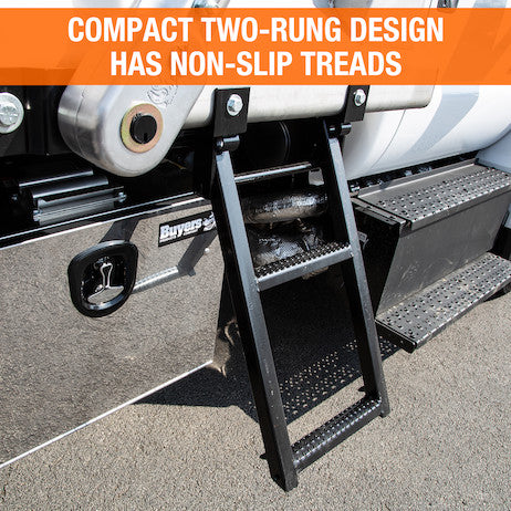 Load image into Gallery viewer, 2-Rung Black Retractable Truck Steps with Nonslip Tread - 17.38 x 30.25 Inch
