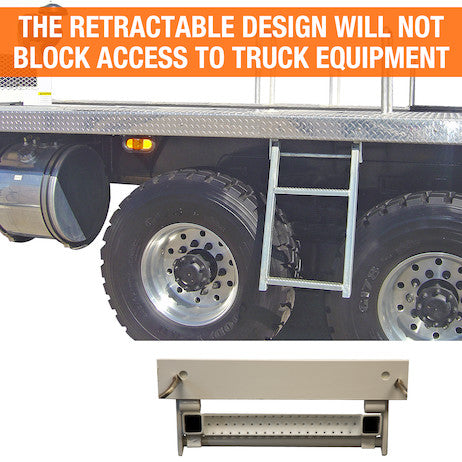 Load image into Gallery viewer, 2-Rung Black Retractable Truck Steps with Nonslip Tread - 17.38 x 30.25 Inch
