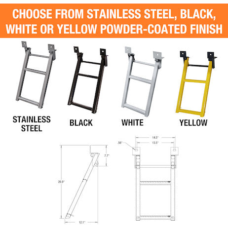 2-Rung Black Retractable Truck Steps with Nonslip Tread - 17.38 x 30.25 Inch