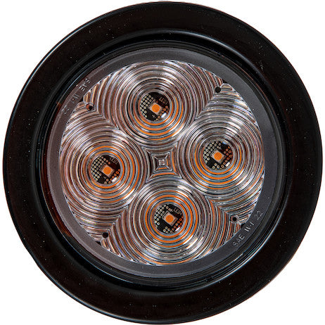 4 Inch Round Recessed Strobe with Amber LEDs and Clear Lens