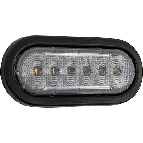 6 Inch LED Oval Strobe Light with 12 LEDs, Amber/Clear, Not Heated