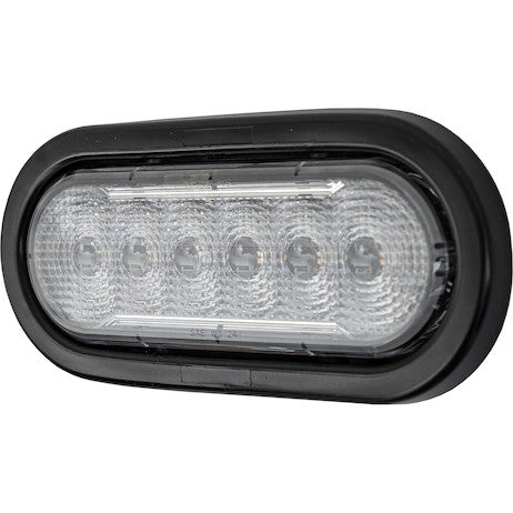 6 Inch LED Oval Strobe Light with 12 LEDs, Amber/Clear, Not Heated