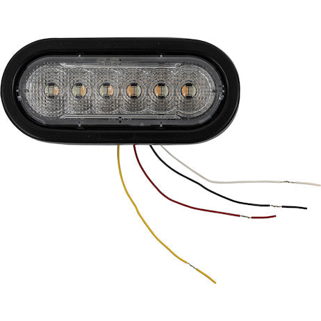6 Inch LED Oval Strobe Light with 12 LEDs, Amber/Green, Not Heated