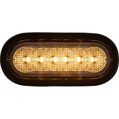 6 Inch LED Oval Strobe Light with 12 LEDs, Amber/Green, Heated