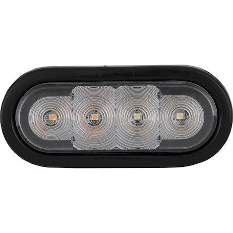 Load image into Gallery viewer, 6 Inch LED Oval Strobe Light with Amber/Clear LEDs and Clear Lens
