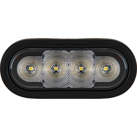 6 Inch LED Oval Strobe Light with Clear LEDs and Clear Lens