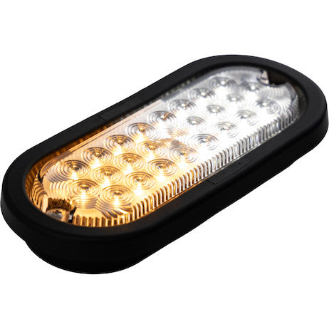 6 Inch Quad Flash Oval Recessed Strobe Light - Amber/Clear
